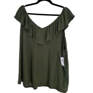 Old Navy Olive Green Ruffle Off-Shoulder Camisole
